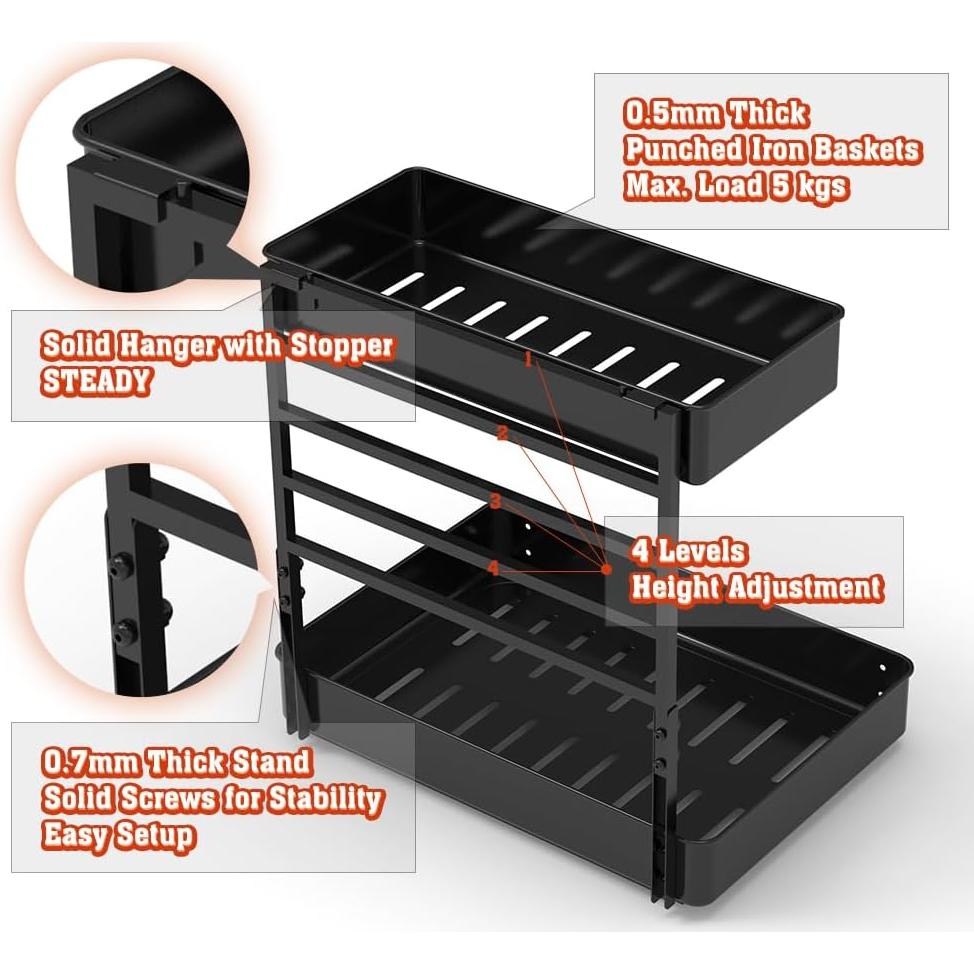 Organizador Deslizante EVERIE BH06 2 Juegos Negro 63,5 cm