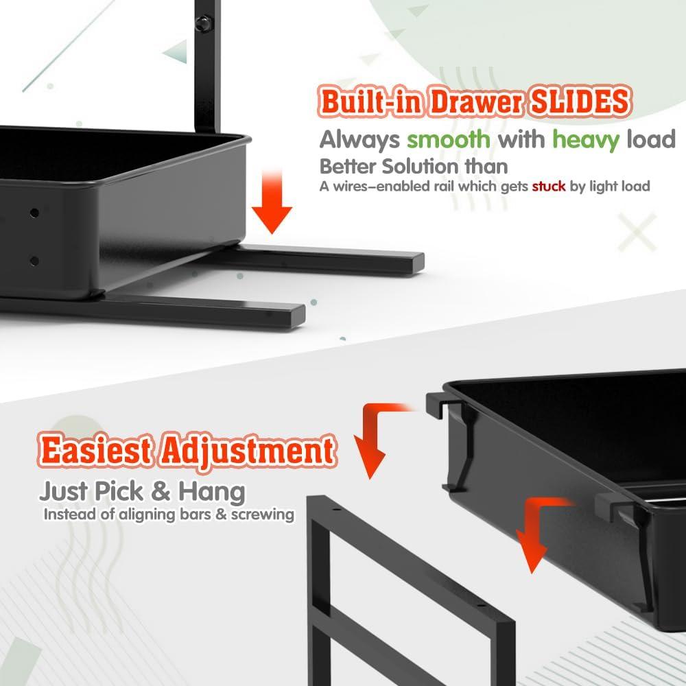 Organizador Deslizante EVERIE BH06 2 Juegos Negro 63,5 cm