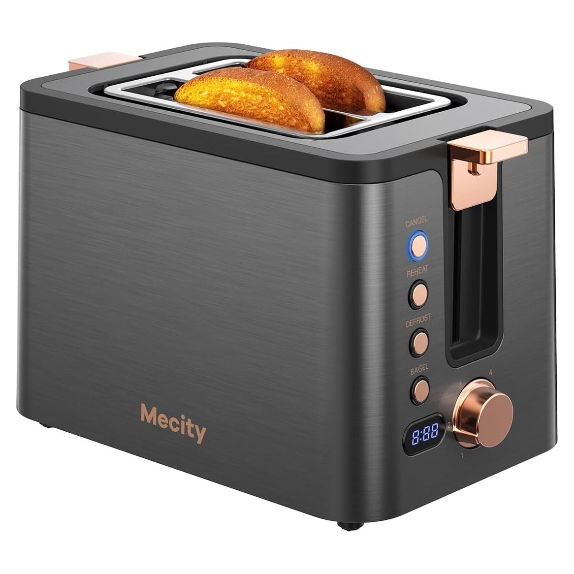 Tostadora Mecity 2 Rebanadas Acero Inoxidable 800W 120V