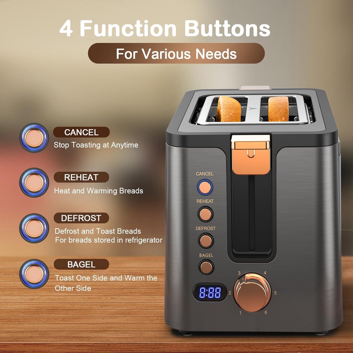 Tostadora Mecity 2 Rebanadas Acero Inoxidable 800W 120V