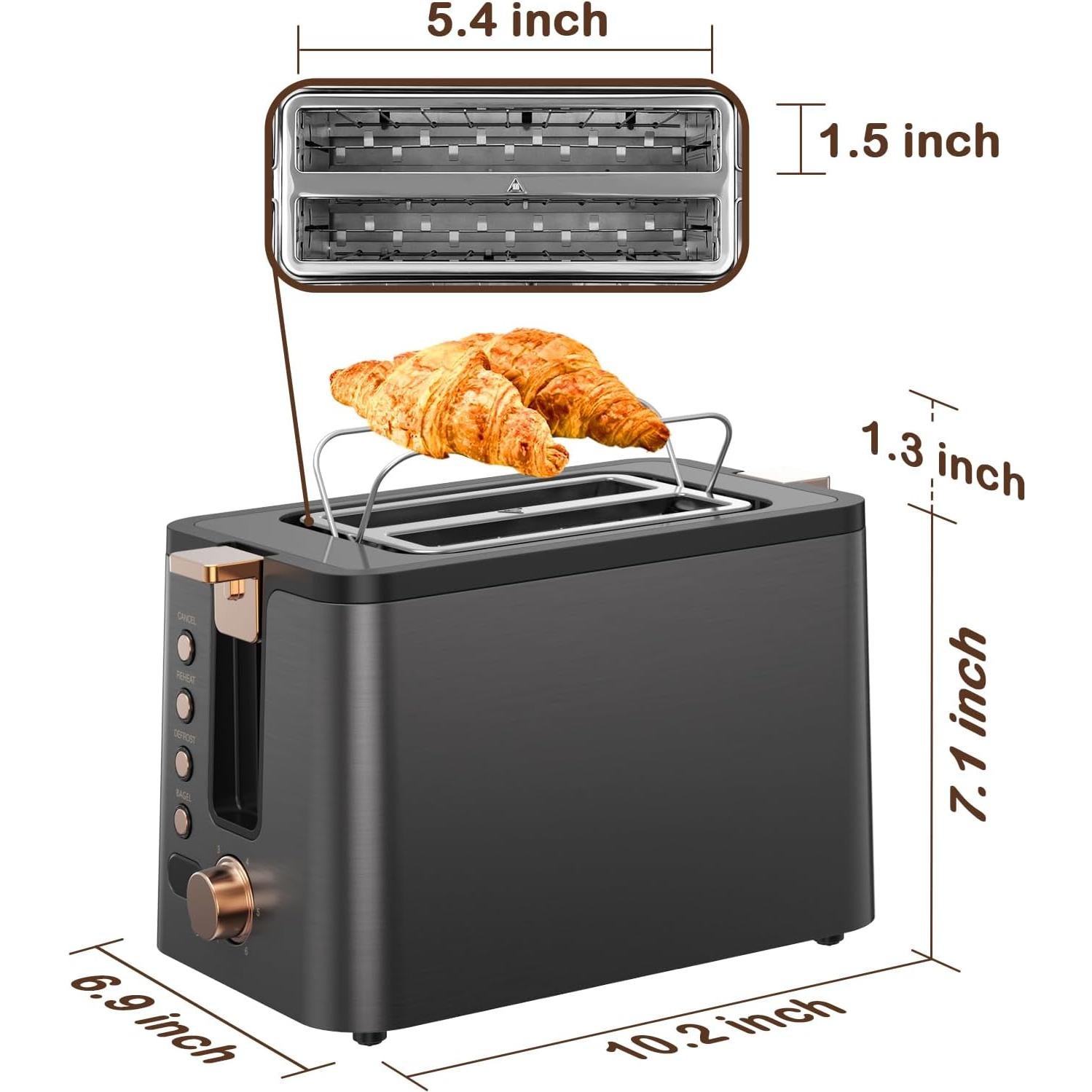 Tostadora Mecity 2 Rebanadas Acero Inoxidable 800W 120V