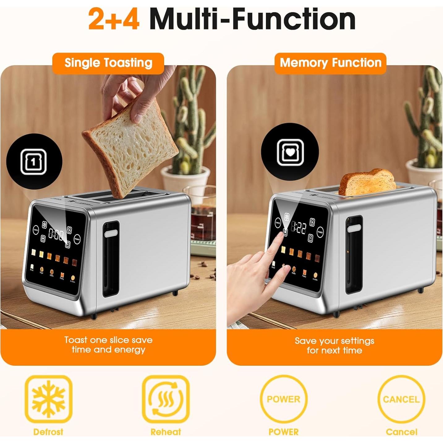 Tostadora Digital PSIIDAN 2 Rebanadas Acero Inoxidable 900W