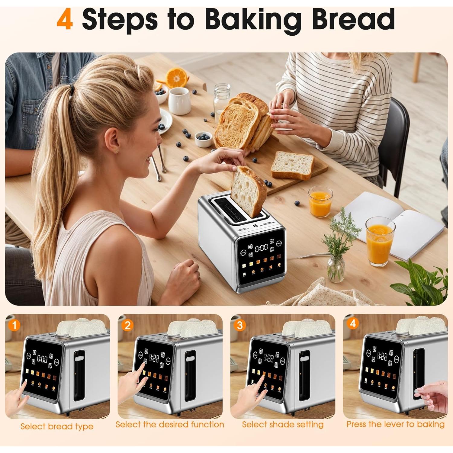 Tostadora Digital PSIIDAN 2 Rebanadas Acero Inoxidable 900W