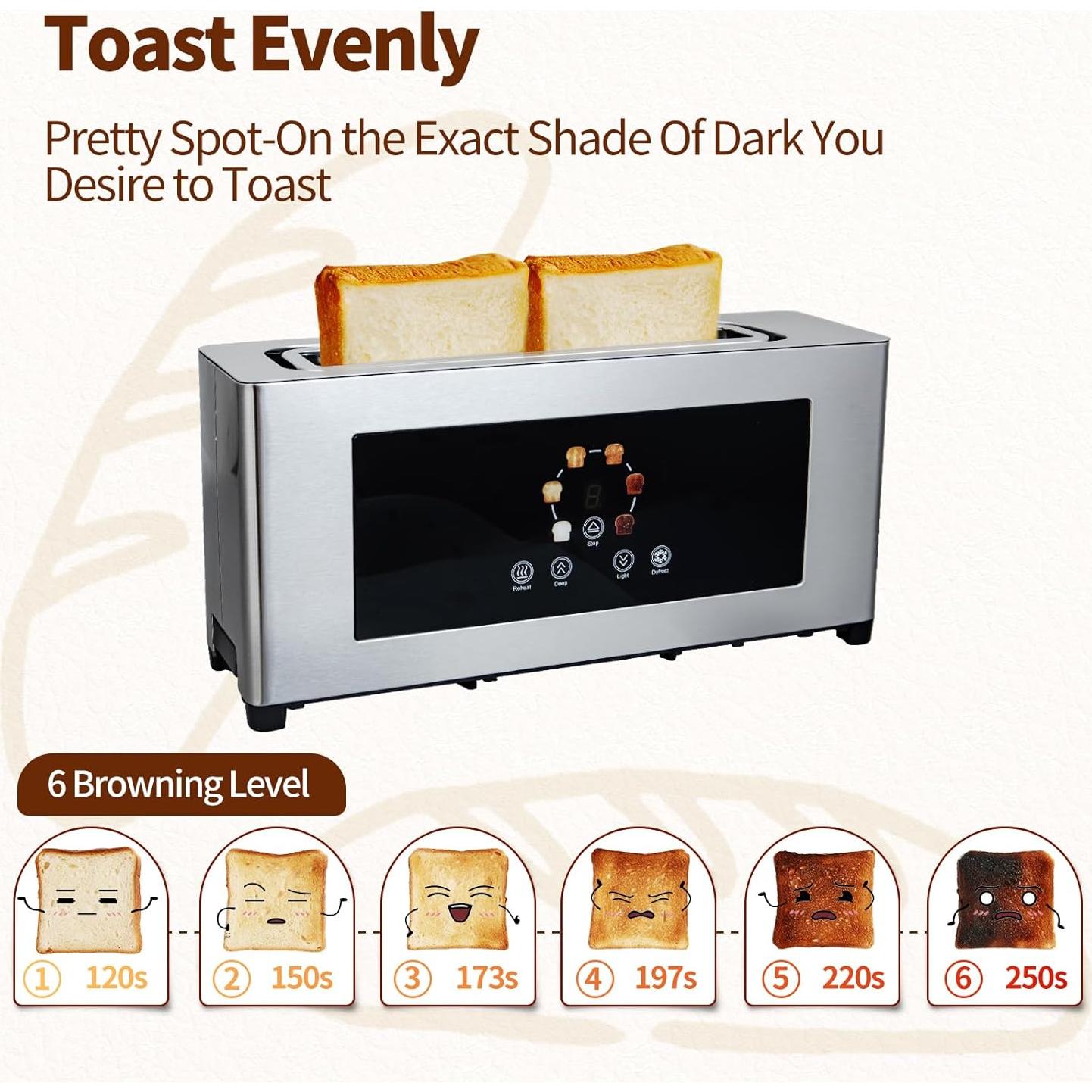 Tostadora BBday de 2 Rebanadas con Pantalla Táctil 1000W