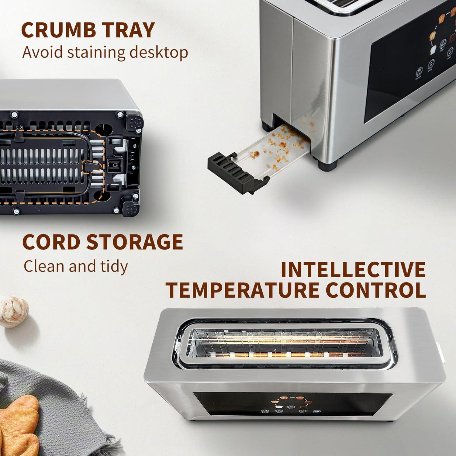 Tostadora BBday de 2 Rebanadas con Pantalla Táctil 1000W