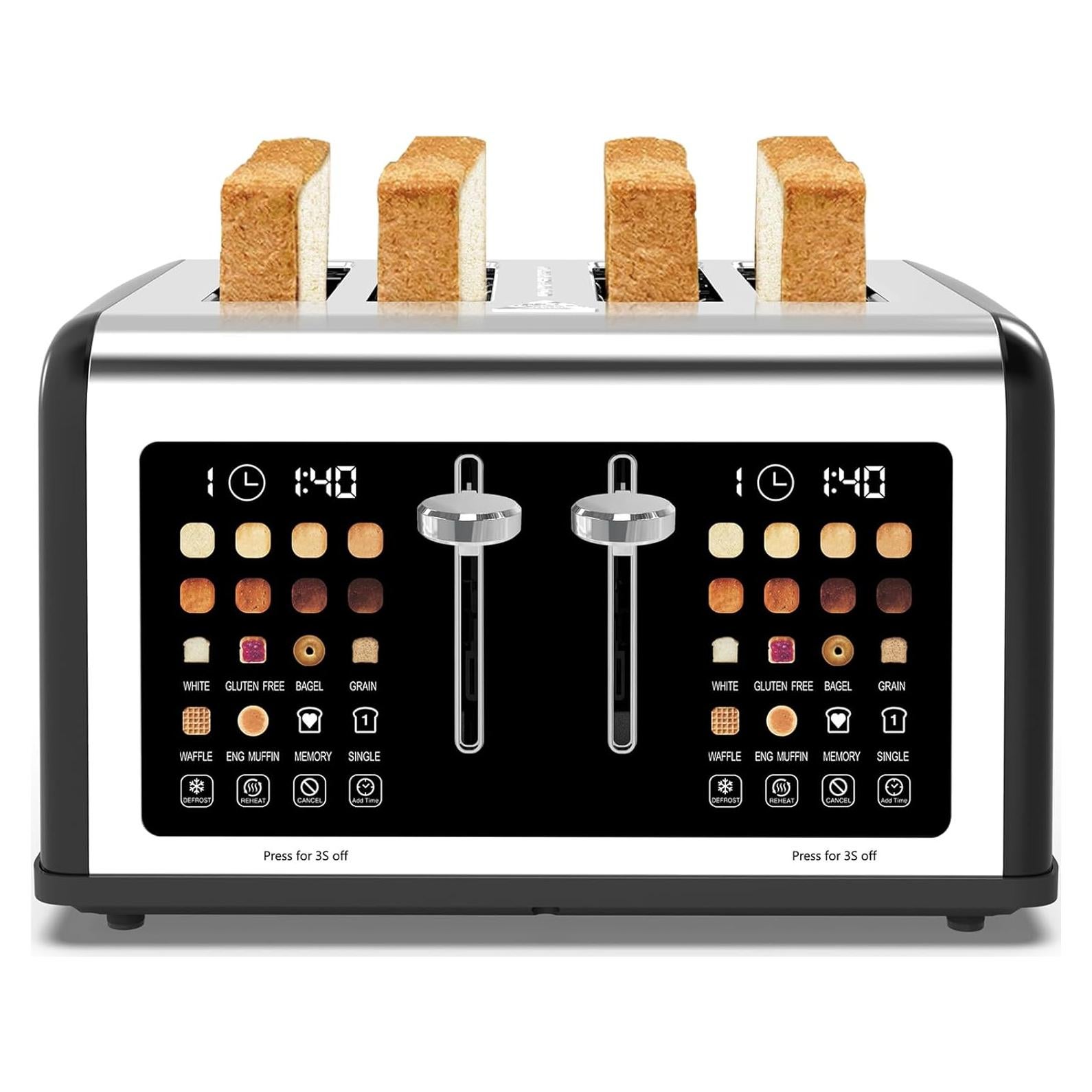 Tostadora de 4 Rebanadas Clixane Acero Inoxidable 1650W Negro