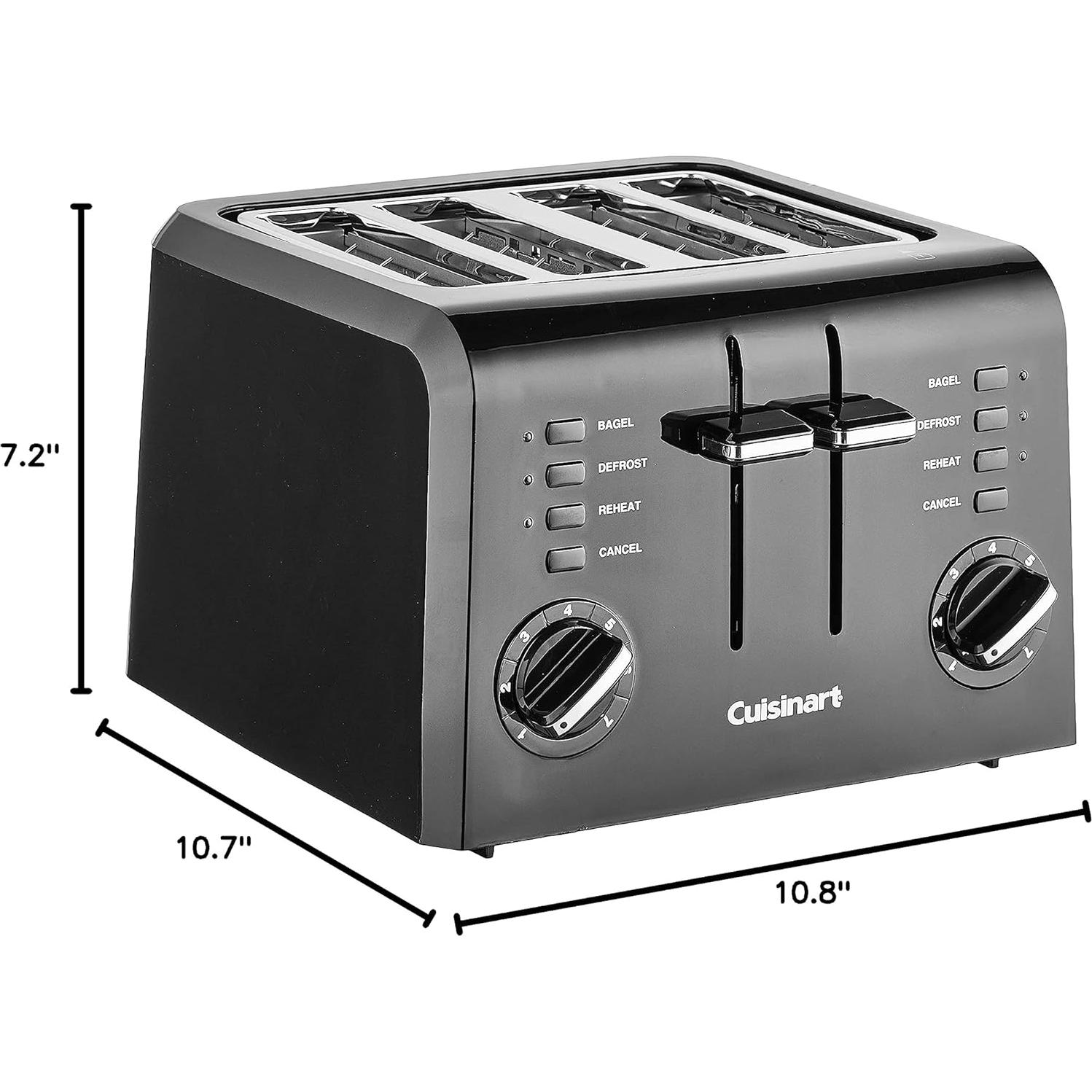 Tostadora Compacta Cuisinart CPT-142BK 4 Rebanadas Negra