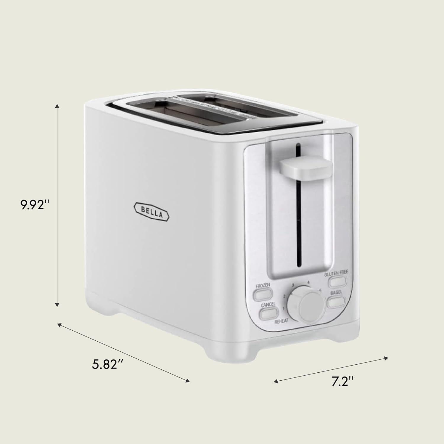 Tostadora BELLA 2 Rebanadas Blanca - Apagado Automático y Ranuras Anchas