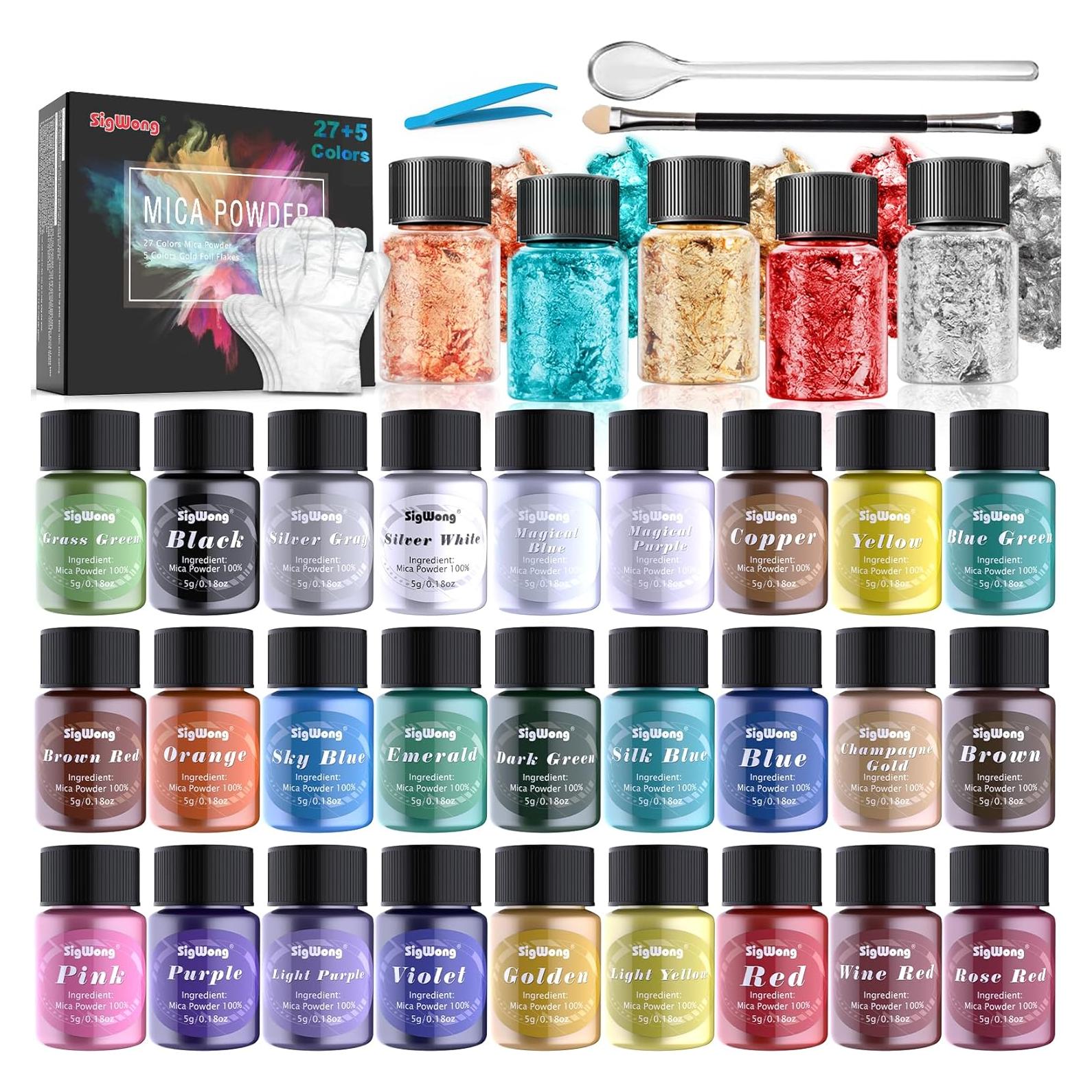 Set de 32 Polvos de Mica SigWong 5g - Pigmentos Naturales