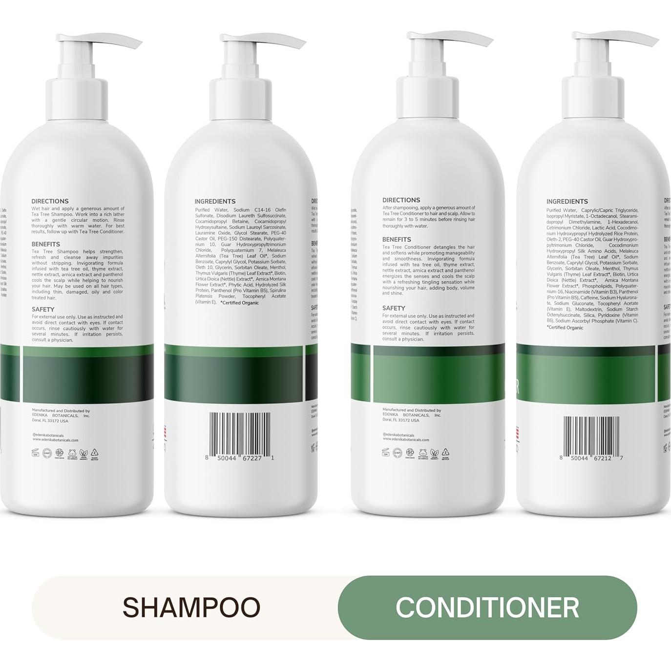 Champú y Acondicionador de Árbol de Té Edenika 473 ml