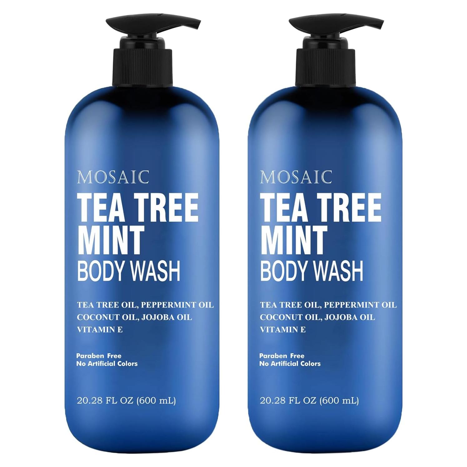 Gel de Ducha Natural Mosaic 600ml Árbol de Té y Menta - 2 Unidades