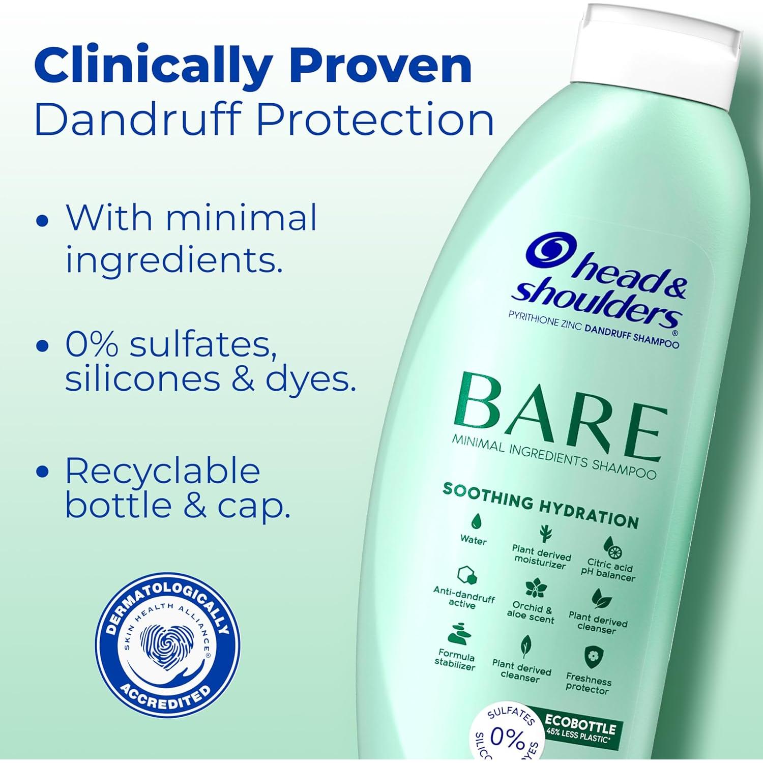 Champú Anticaspa Head & Shoulders BARE 2x400ml Sin Sulfatos