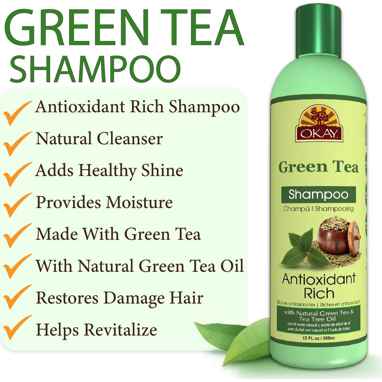 Champú Antioxidante Té Verde OKAY 355ml Revitalizante