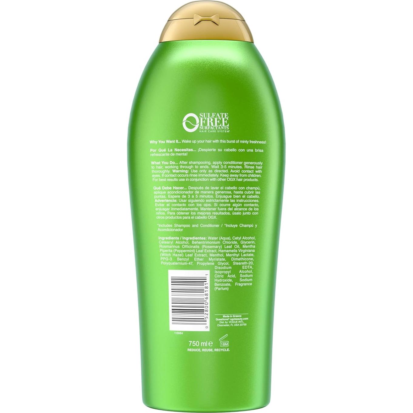 Acondicionador Refrescante OGX Extra Fuerte 750 ml Menta Romero