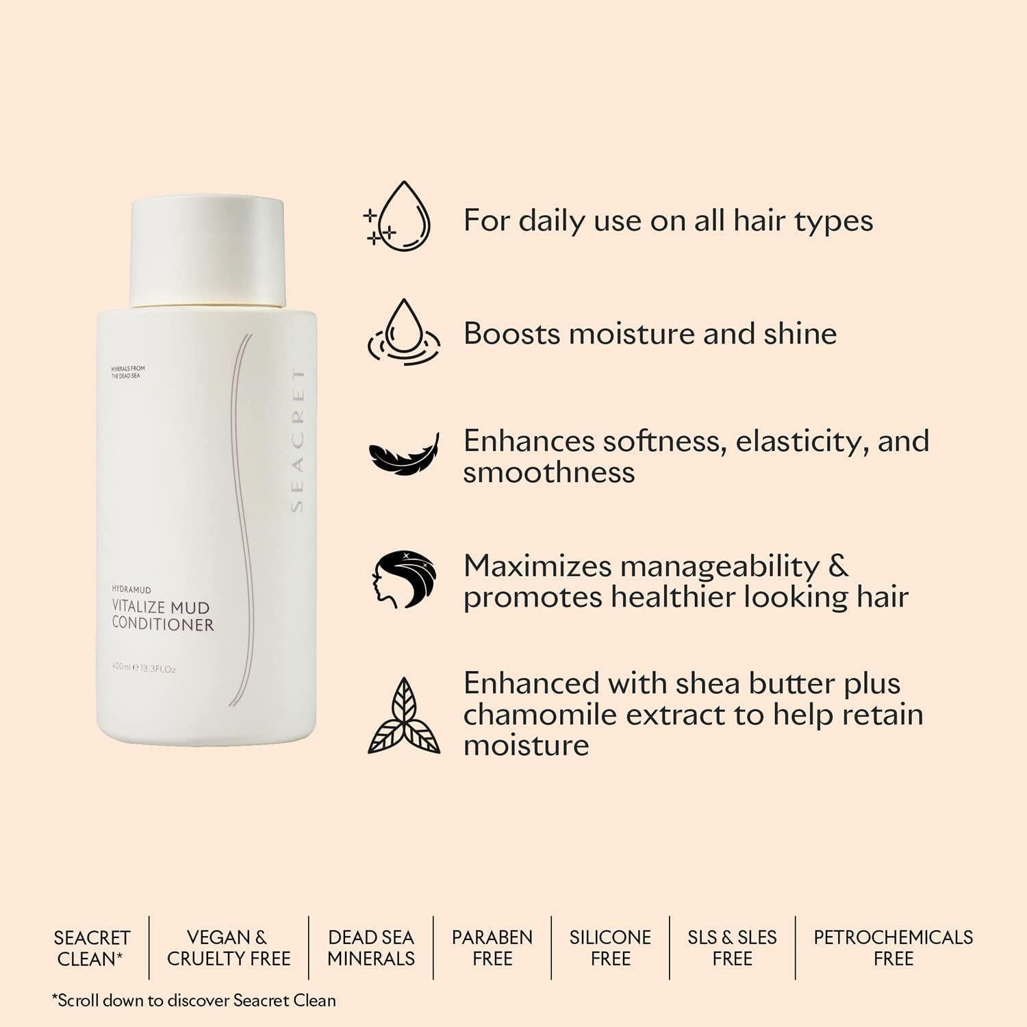 Acondicionador SEACRET HydraMud Vitalize 500ml con Minerales