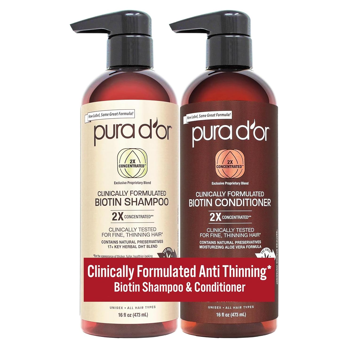 Champú y Acondicionador PURA D'OR 2X 473ml Doble Concentración