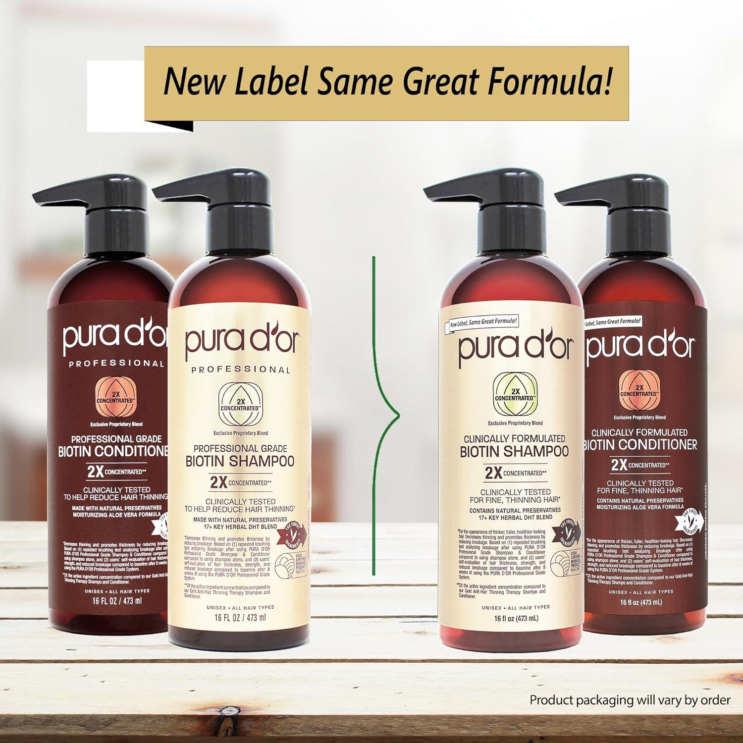 Champú y Acondicionador PURA D'OR 2X 473ml Doble Concentración