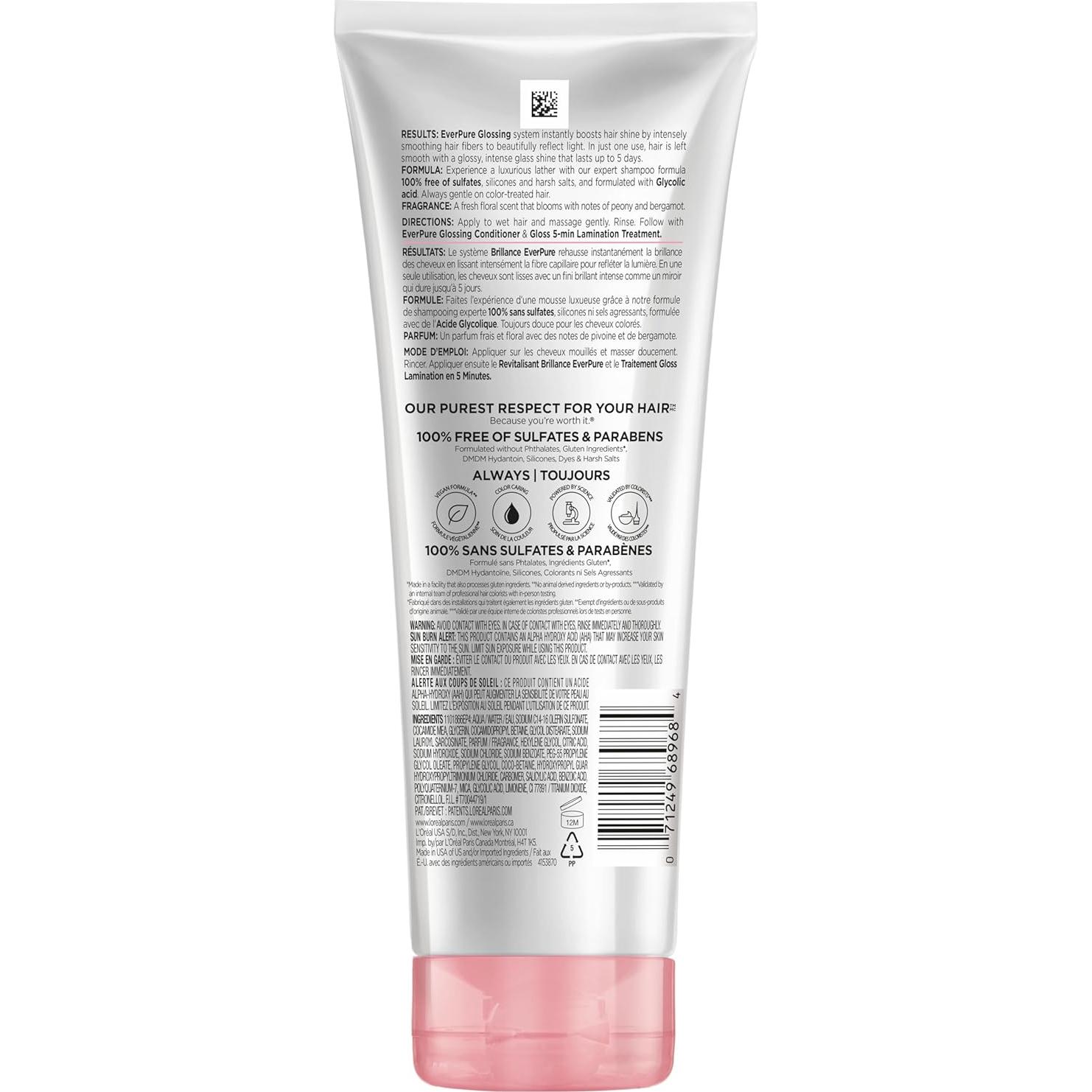 Acondicionador L'Oreal Paris EverPure Glossing 192g Sin Sulfatos