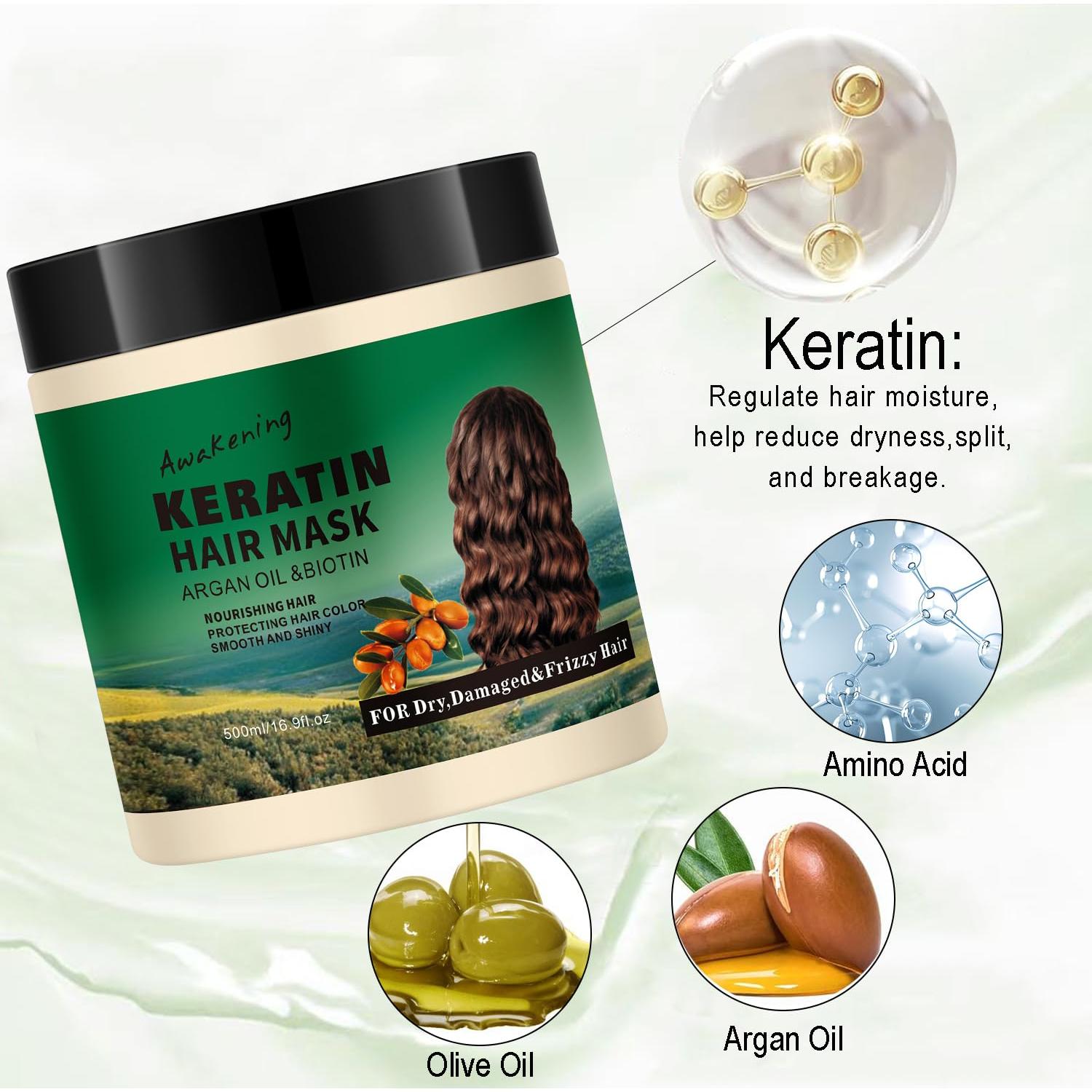 Mascarilla Hidratante Keratina y Argán 500ml - Cabello Dañado