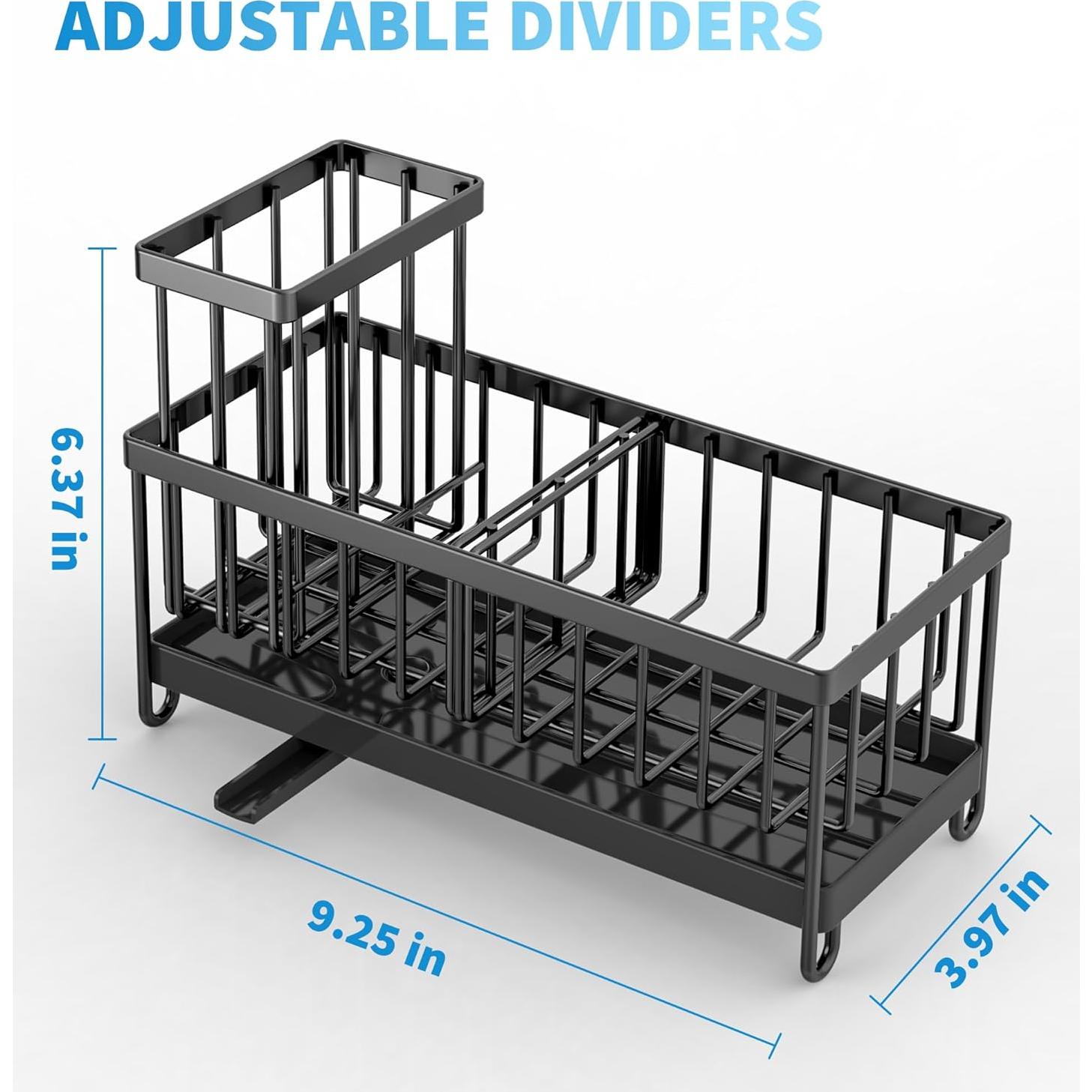 Soporte de Esponja Cisily Negro para Fregadero, Acero Inoxidable