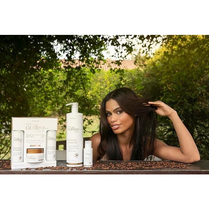 KeraCoffee Vegan Recovery Kit - Deep Hydration and Shine, Hair Smoothness and Instant Reconstruction, Anti-Frizz Formula with Coffee Extract, Essential Oils and Proteins - (850g)