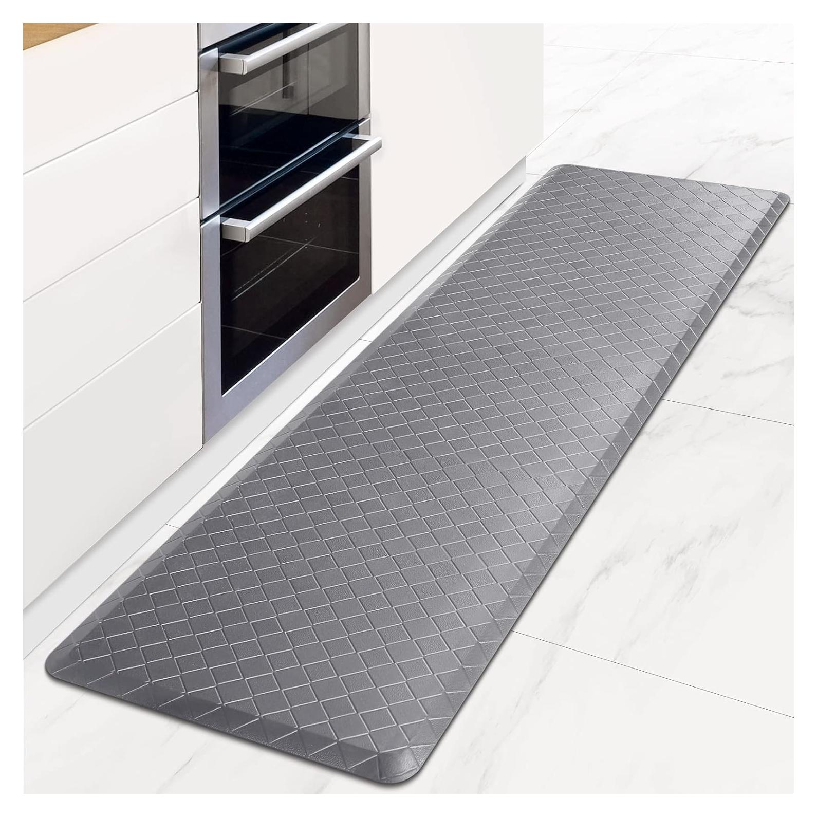 Alfombra de Cocina HappyTrends Acolchada Antifatiga 152x44 cm Gris