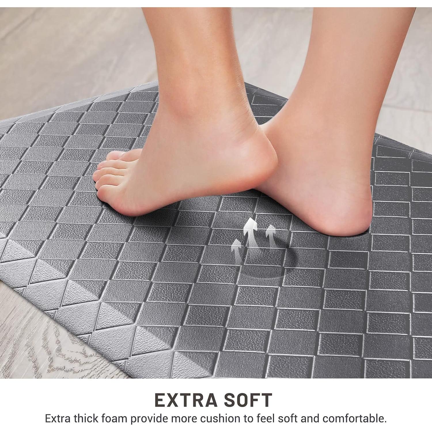 Alfombra de Cocina HappyTrends Acolchada Antifatiga 152x44 cm Gris