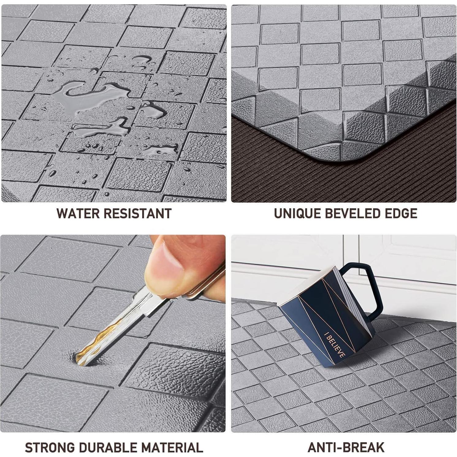 Alfombra de Cocina HappyTrends Acolchada Antifatiga 152x44 cm Gris