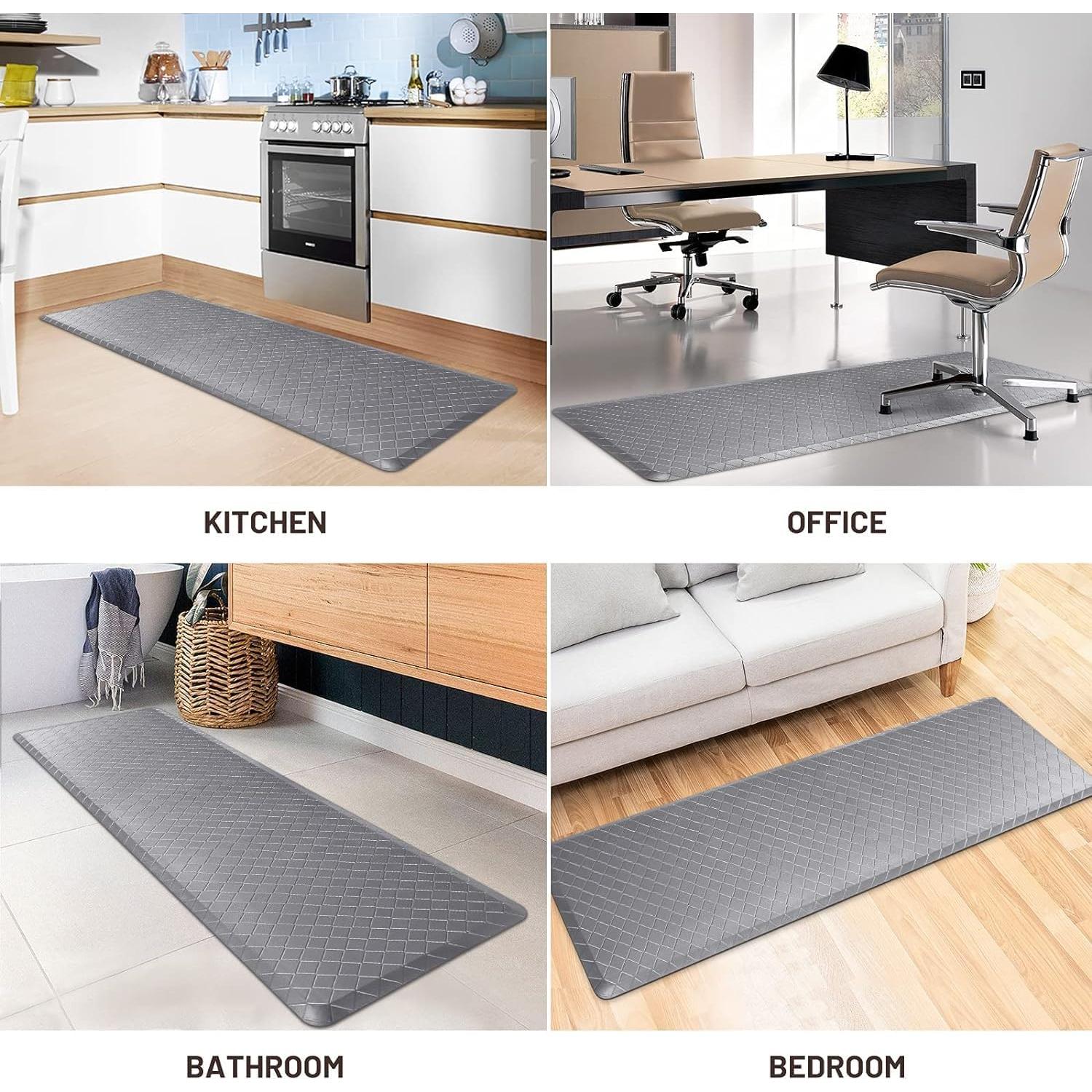 Alfombra de Cocina HappyTrends Acolchada Antifatiga 152x44 cm Gris