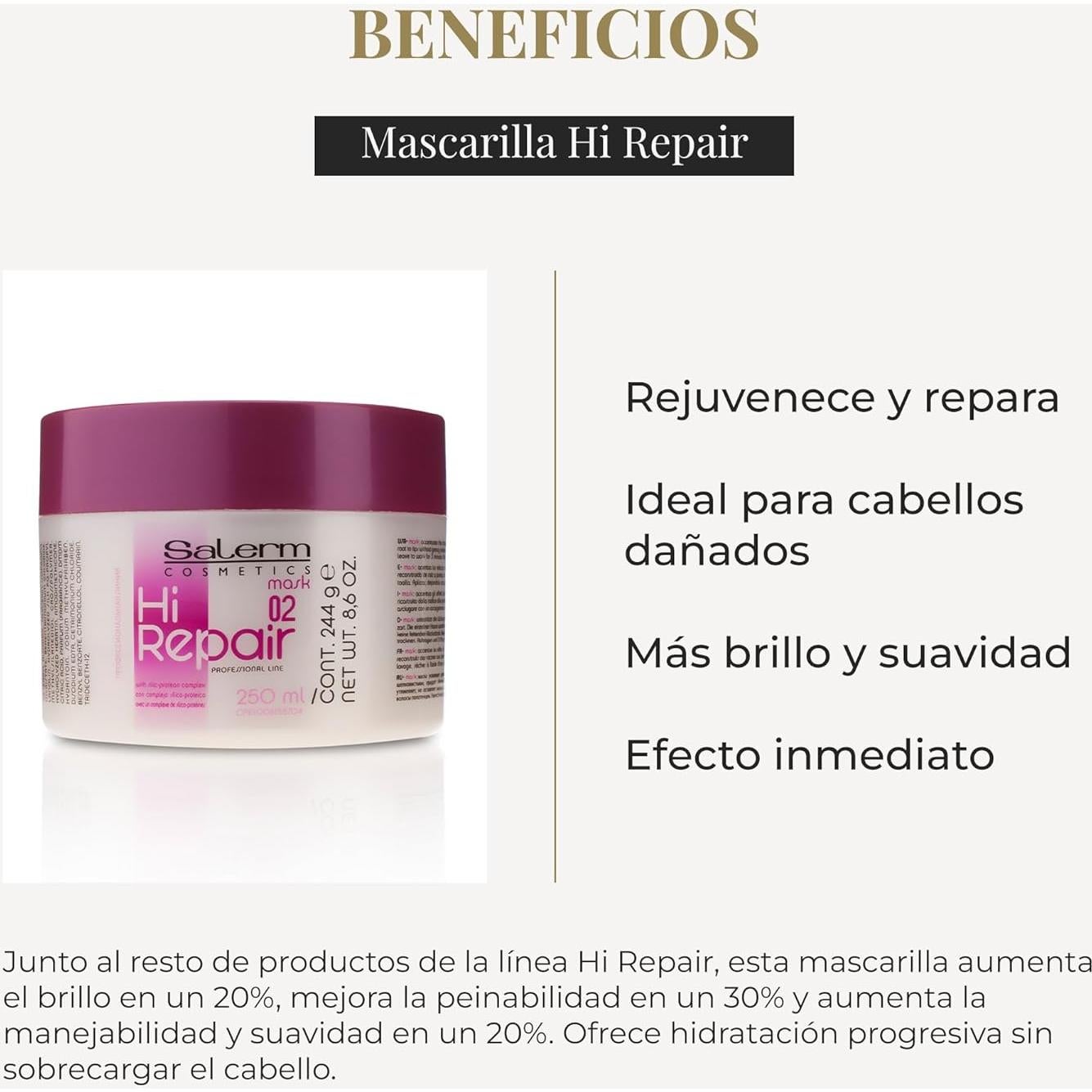 Mascarilla Capilar Reparadora Salerm Hi Repair 250 ml