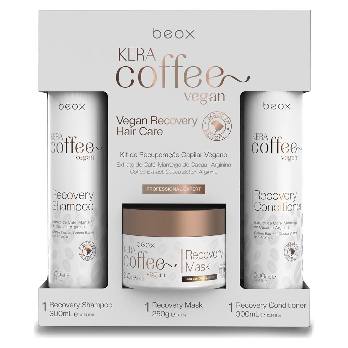 Kit de Recuperación Vegano Beox KERACOFFEE 850g - Hidratación y Brillo
