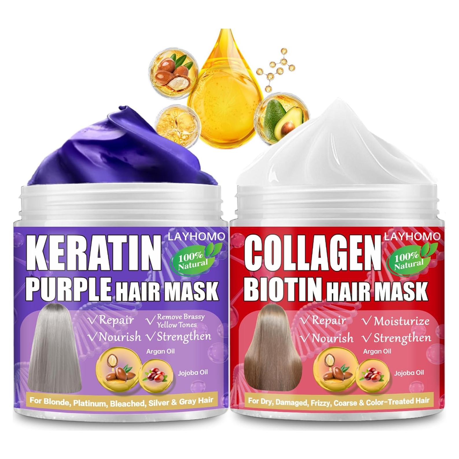 Máscara de Cabello Purpura Layhomo con Queratina y Colágeno