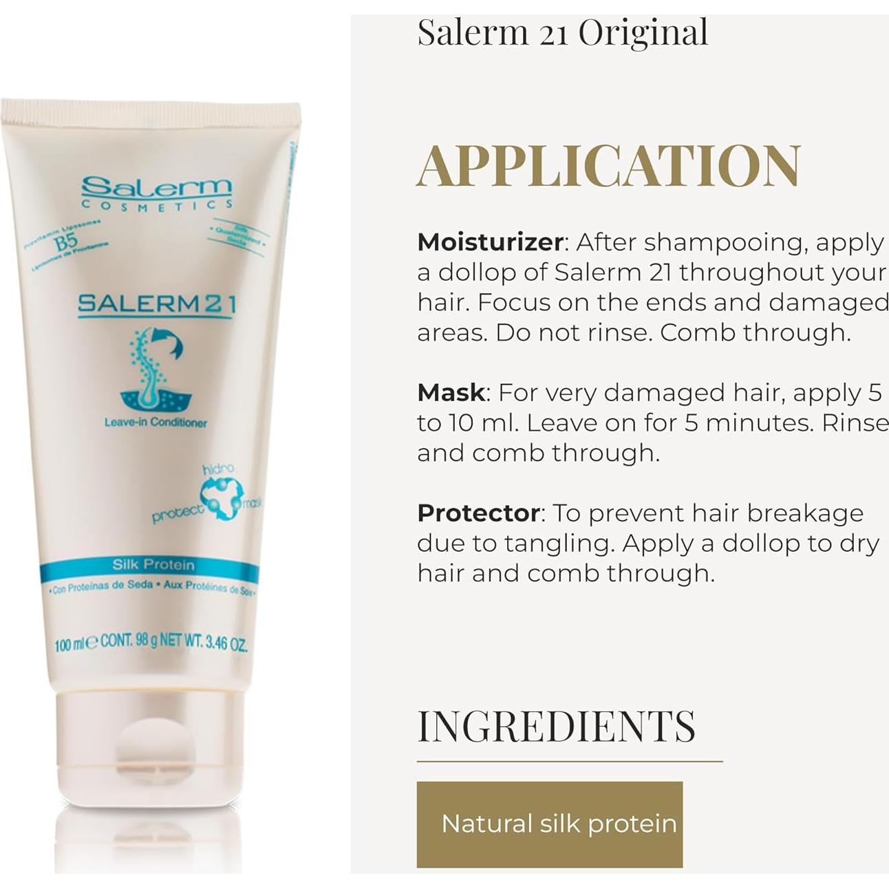 Acondicionador Sin Enjuague Salerm 21 Proteína de Seda 100 ml