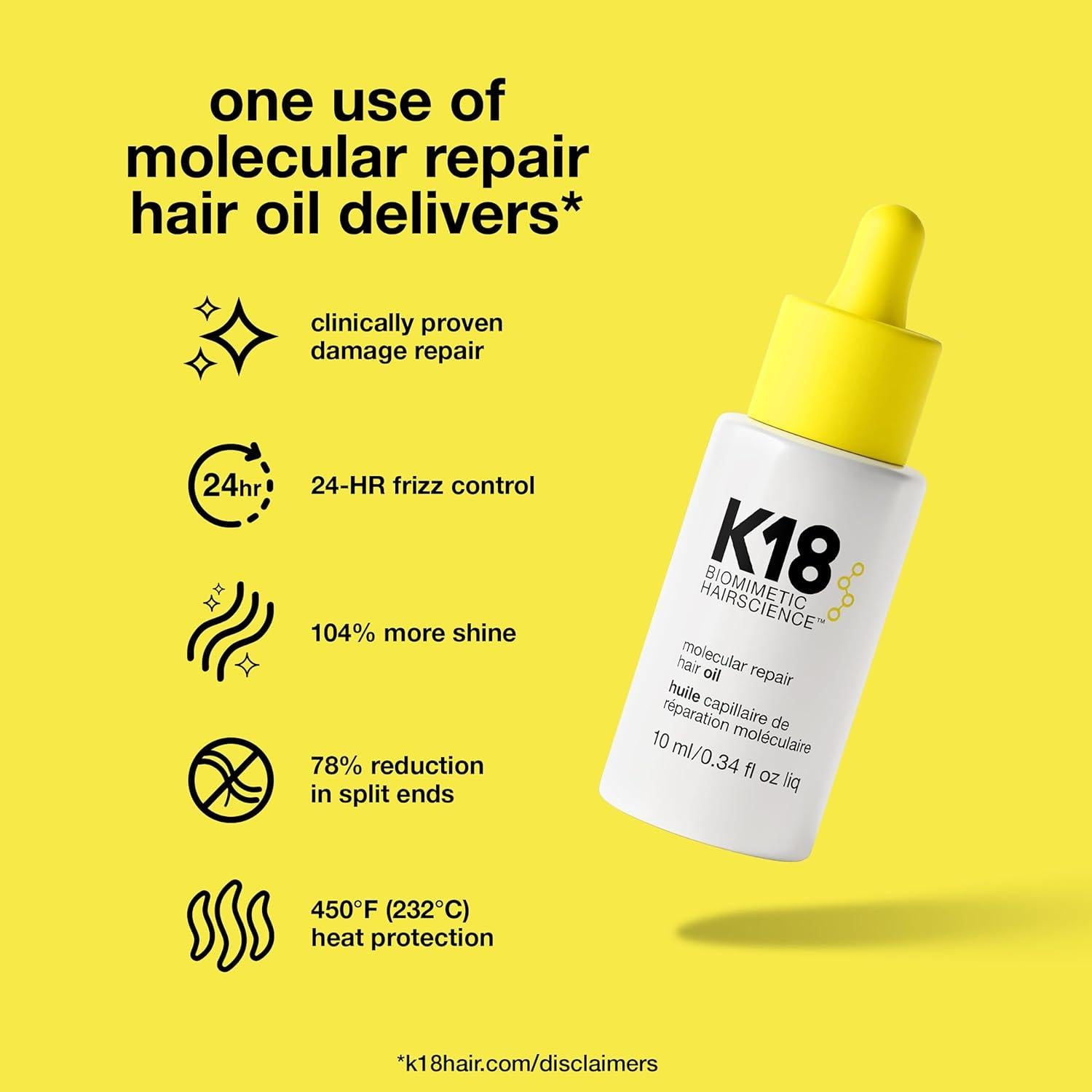Aceite Reparador Molecular K18 10,1 ml para Cabello Saludable