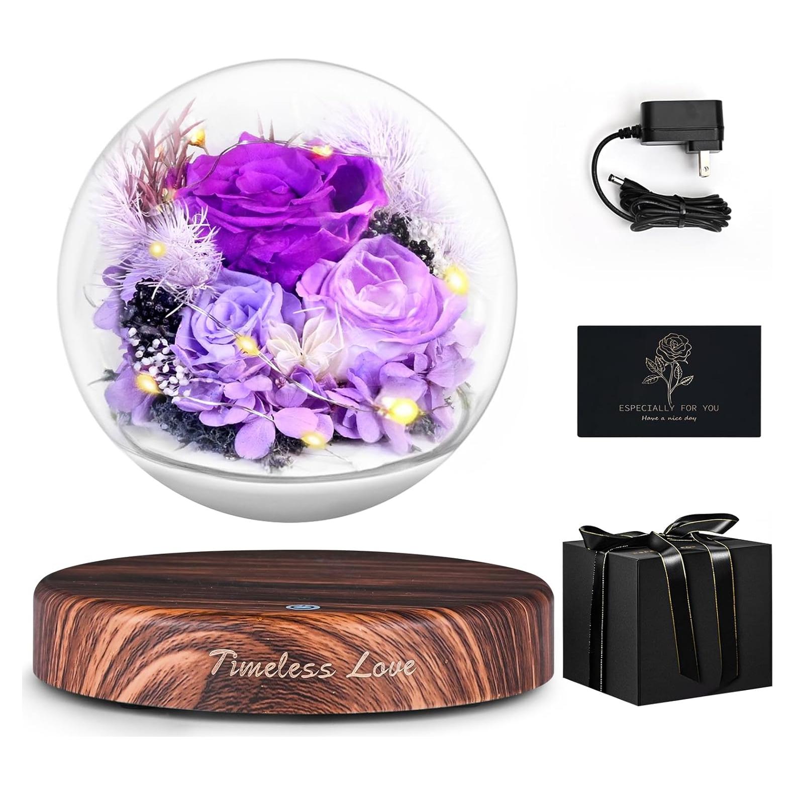 Flores Eternas de Levitación Magnética ASPMIZ Rosa Púrpura