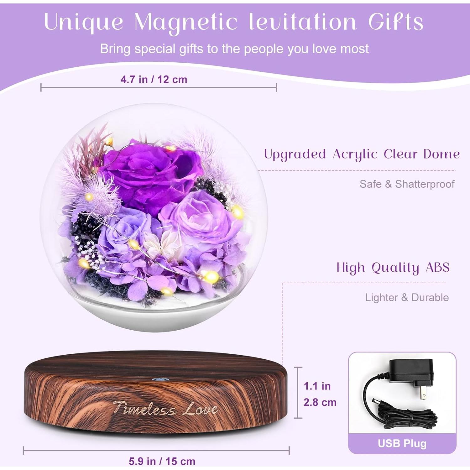 Flores Eternas de Levitación Magnética ASPMIZ Rosa Púrpura