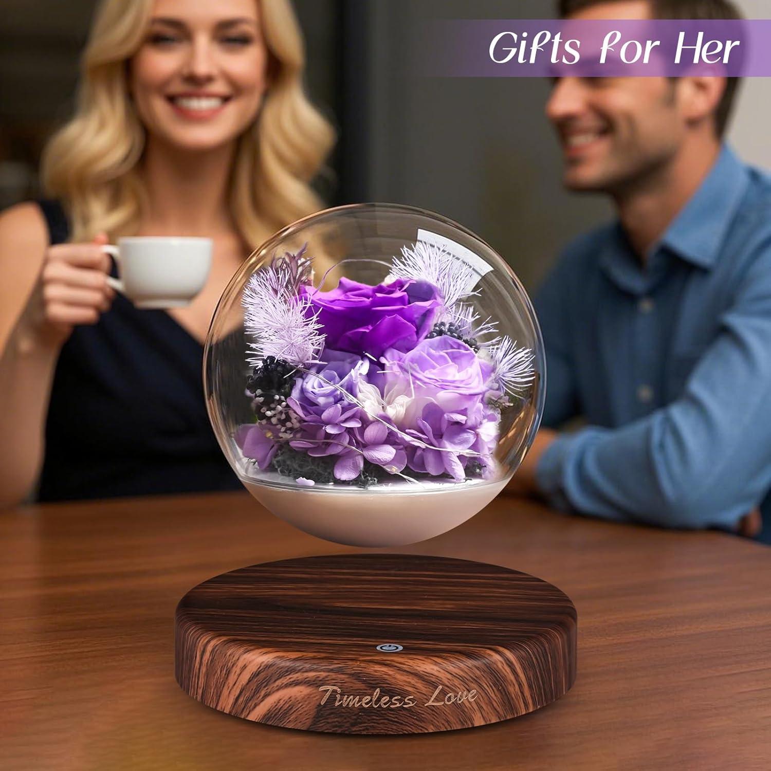 Flores Eternas de Levitación Magnética ASPMIZ Rosa Púrpura