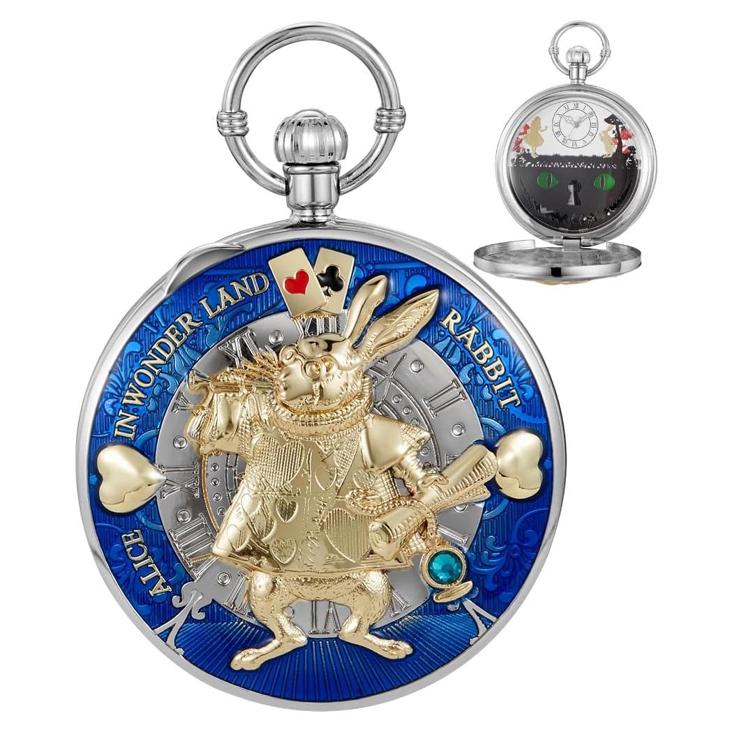 Reloj de bolsillo musical Alwesam TD001 con cadena azul