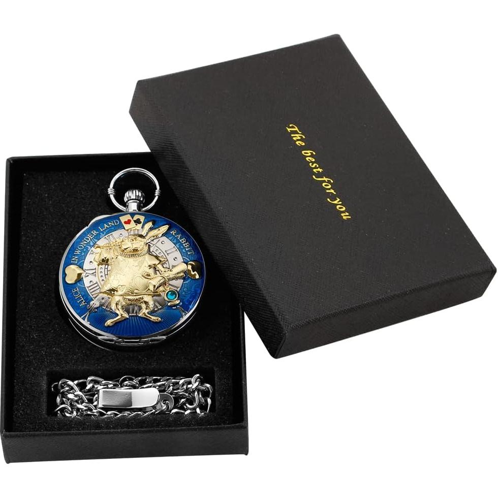 Reloj de bolsillo musical Alwesam TD001 con cadena azul