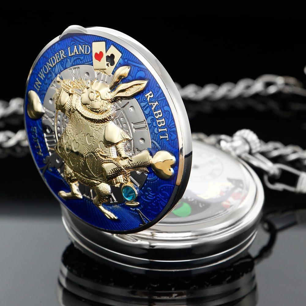 Reloj de bolsillo musical Alwesam TD001 con cadena azul