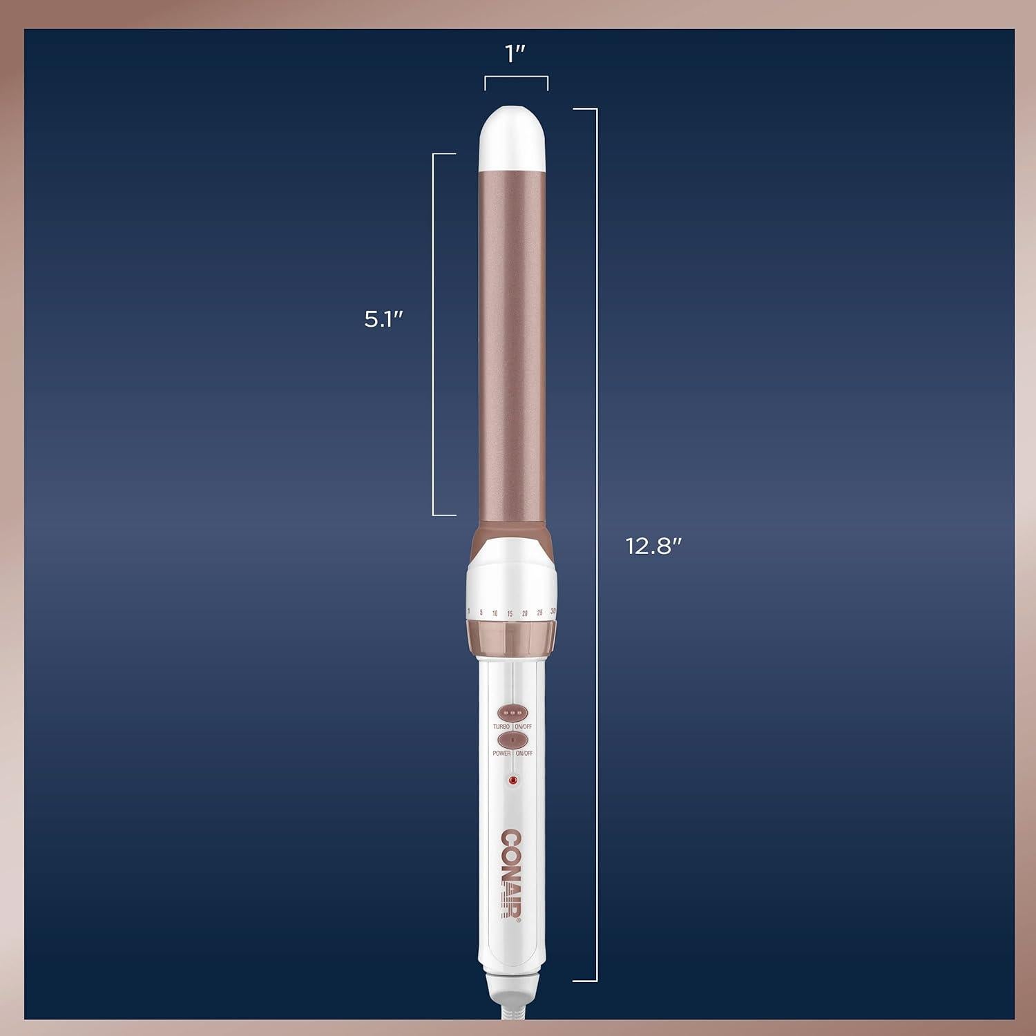 Varita de Rizar Doble Cerámica Conair 1 Pulgada Oro Rosa