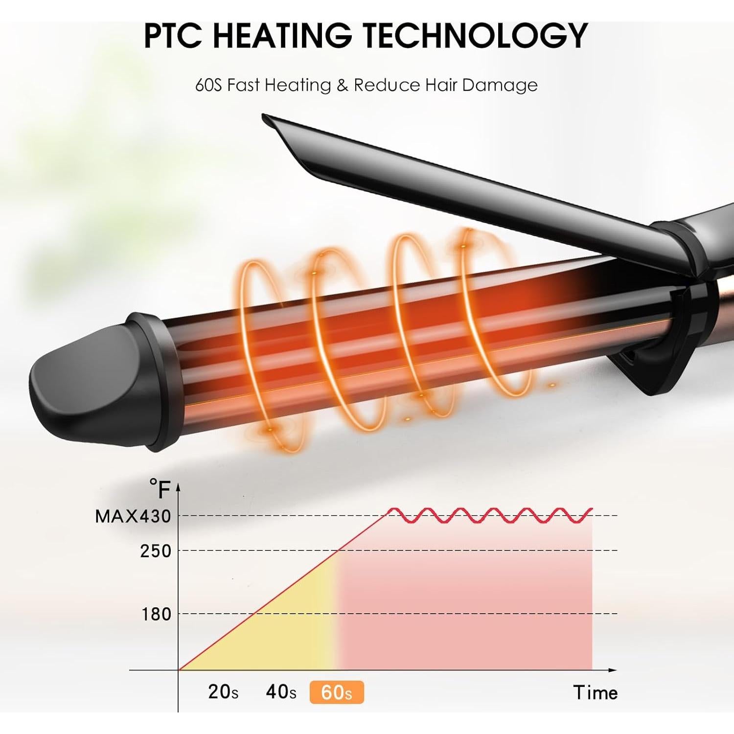 Plancha de Rizar Nicebay DW-6010A Cerámica 1" 221°C Oro Rosa