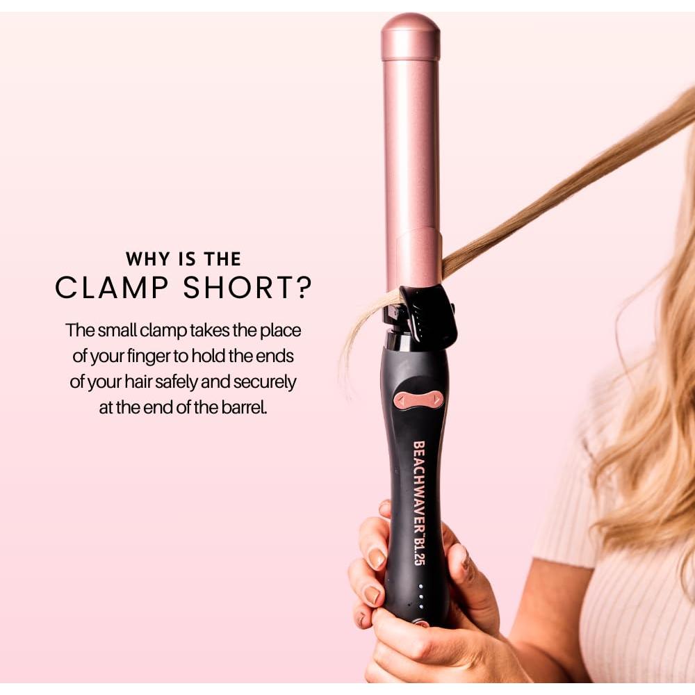 The Beachwaver Co. B1 Rotating Curling Iron - Automatic 1" Ceramic Curling Iron - Easy-to-Use Spinning Wand for Long-Lasting Waves, Auto-Shut Off, Travel-Friendly, Dual Voltage (BW160), Midnight Rose