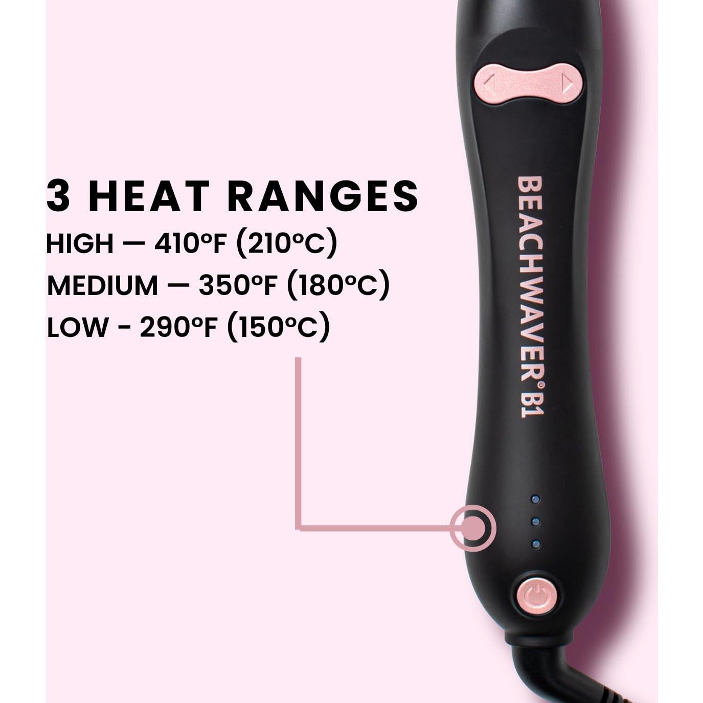 The Beachwaver Co. B1 Rotating Curling Iron - Automatic 1" Ceramic Curling Iron - Easy-to-Use Spinning Wand for Long-Lasting Waves, Auto-Shut Off, Travel-Friendly, Dual Voltage (BW160), Midnight Rose