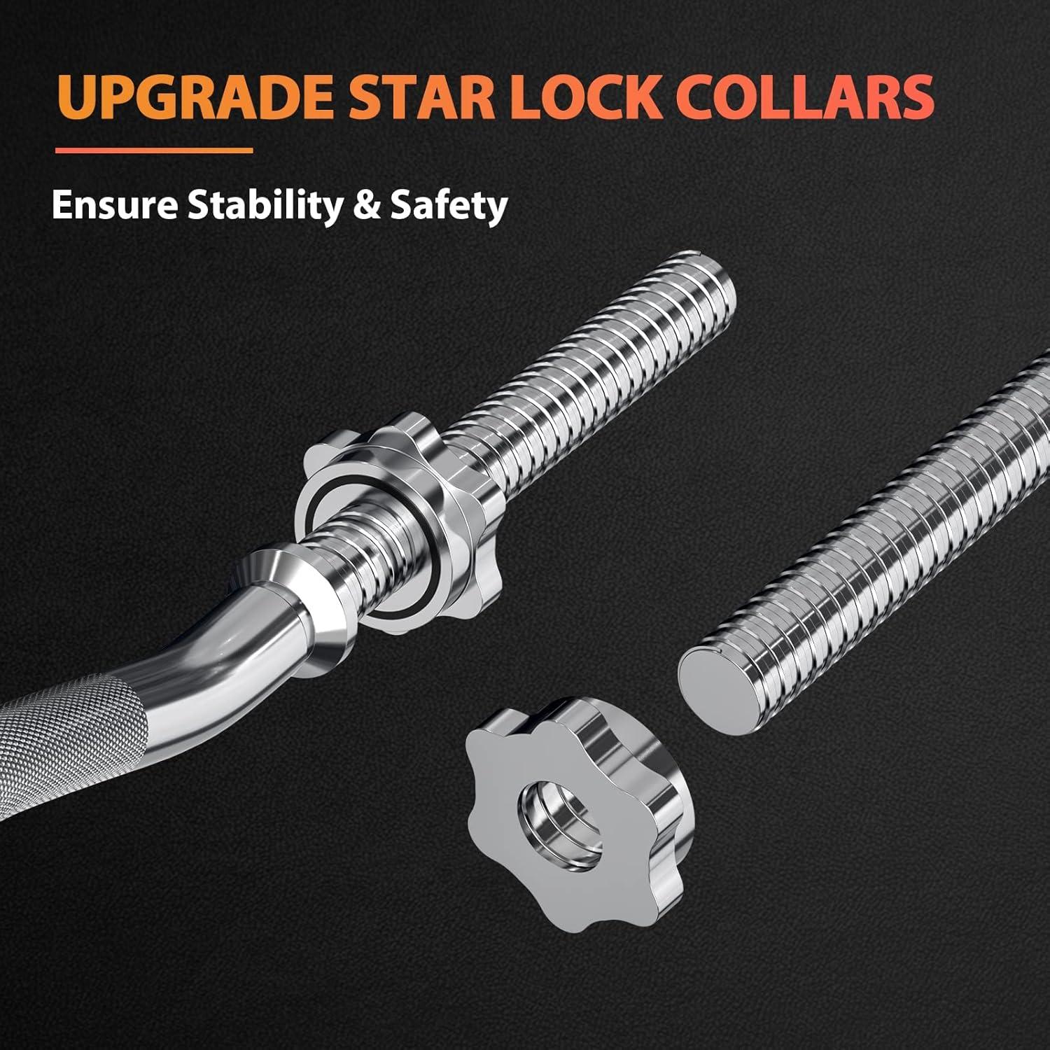 Barra de Curl EZ ExtreSpo 119 cm para Pesas con Collares