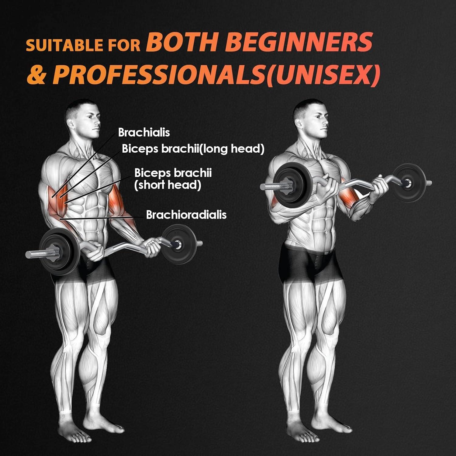 Barra de Curl EZ ExtreSpo 119 cm para Pesas con Collares