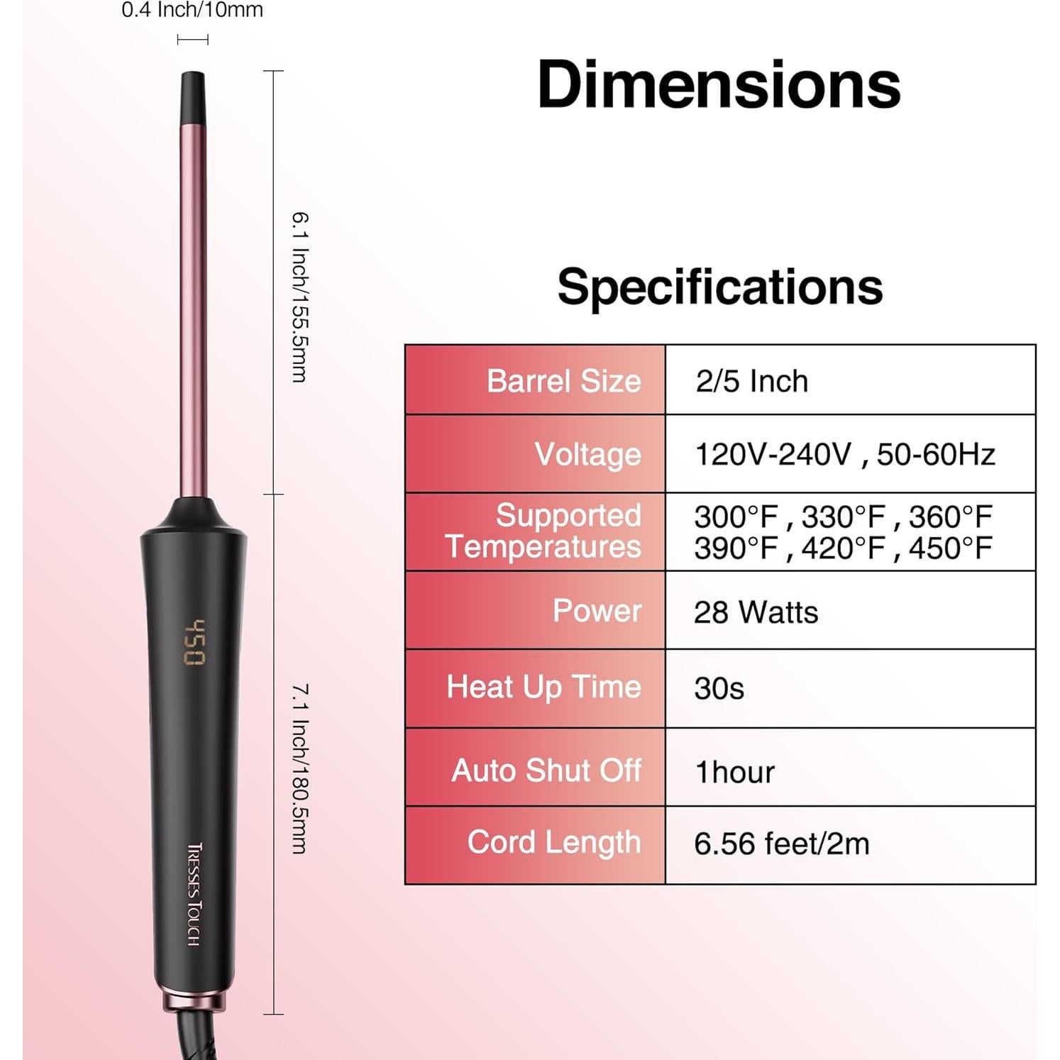 Rizador de Cabello Tresses Touch 10 mm Cerámica Oro Rosa