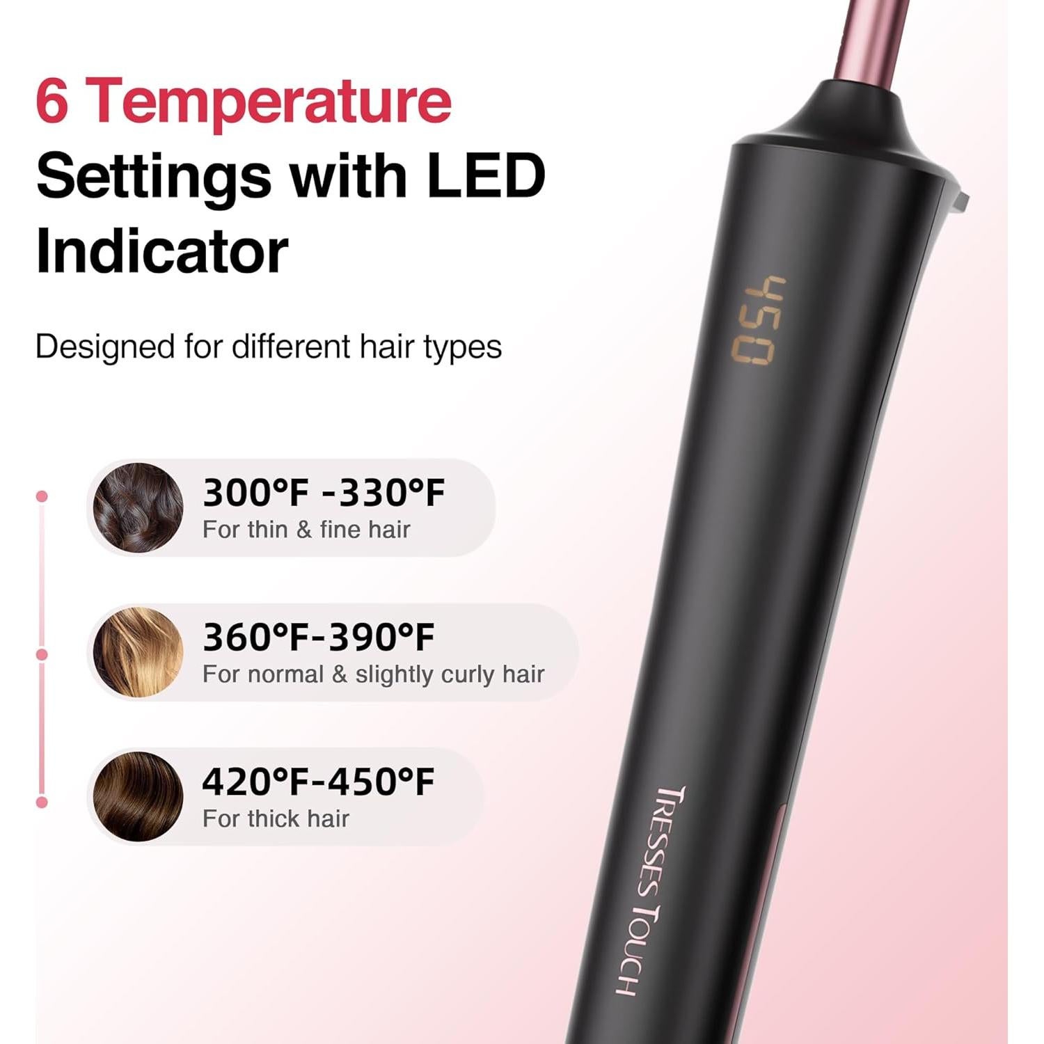 Rizador de Cabello Tresses Touch 10 mm Cerámica Oro Rosa