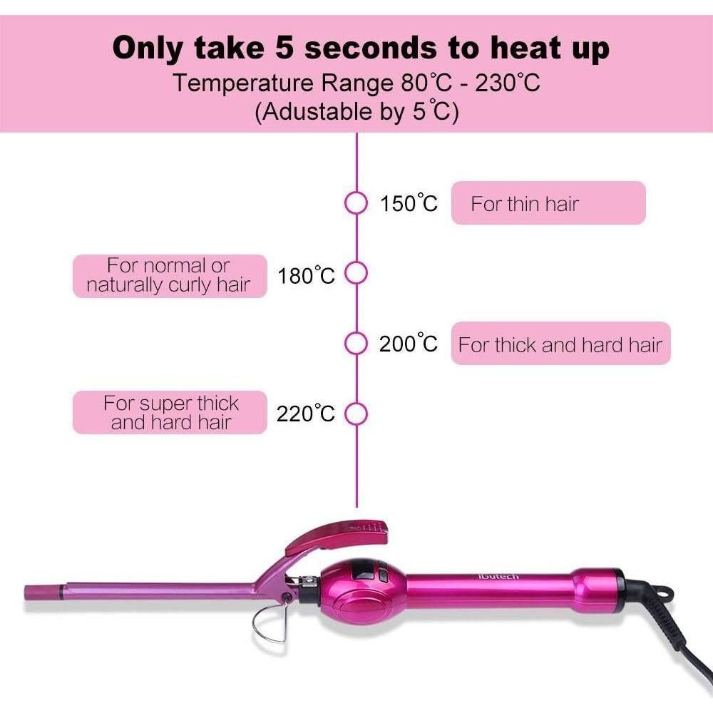 Rizador de Cabello iGutech 9mm Cerámica Digital 80-230°C