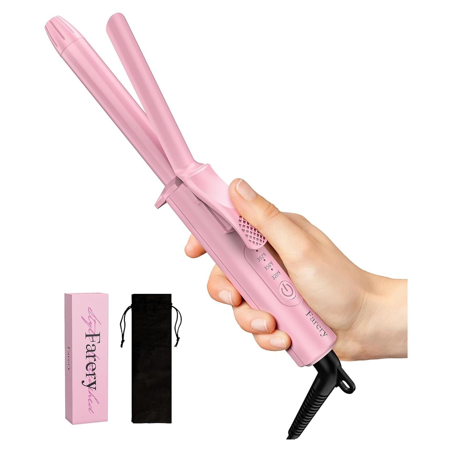 Mini Plancha de Rizar Farery 1/2" Cerámica Viaje Rosa